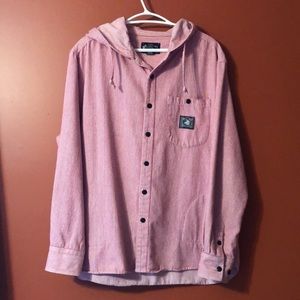 Crooks and Castles pink&white striped button up